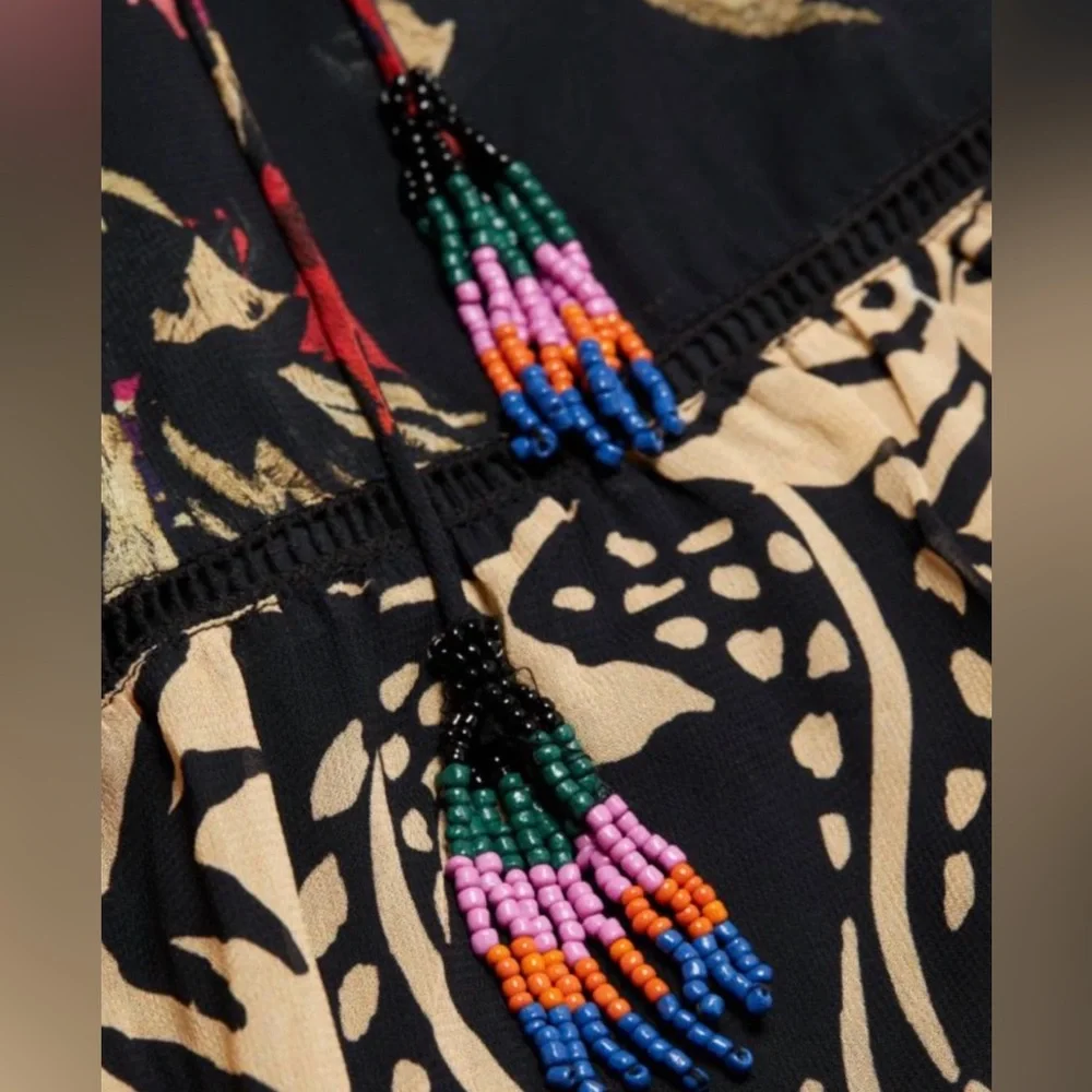FARM Rio Black Multi-Color Printed Tiered Maxi Dress - Picture 13 of 14